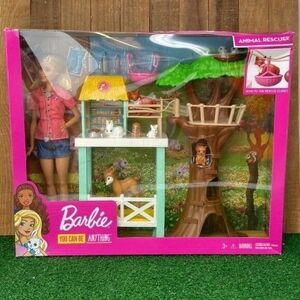 Barbie Animal Rescuer Vet Doll Playset Fox Deer Owl Treehouse Squirrel